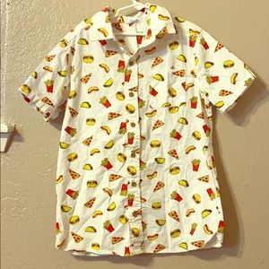 Fabkids Sz L ButtonUp Tacos Hotdogs Burger & Pizza